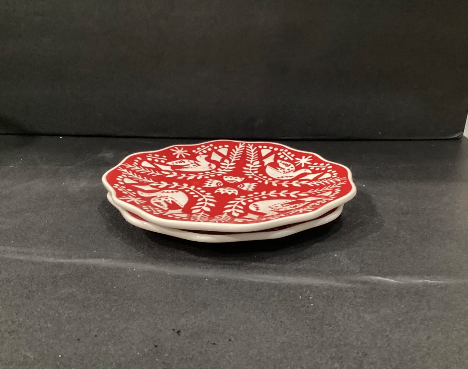 Pier One Christmas Dove Salad Plates 8 In Set of 2 - Thumbnail 9