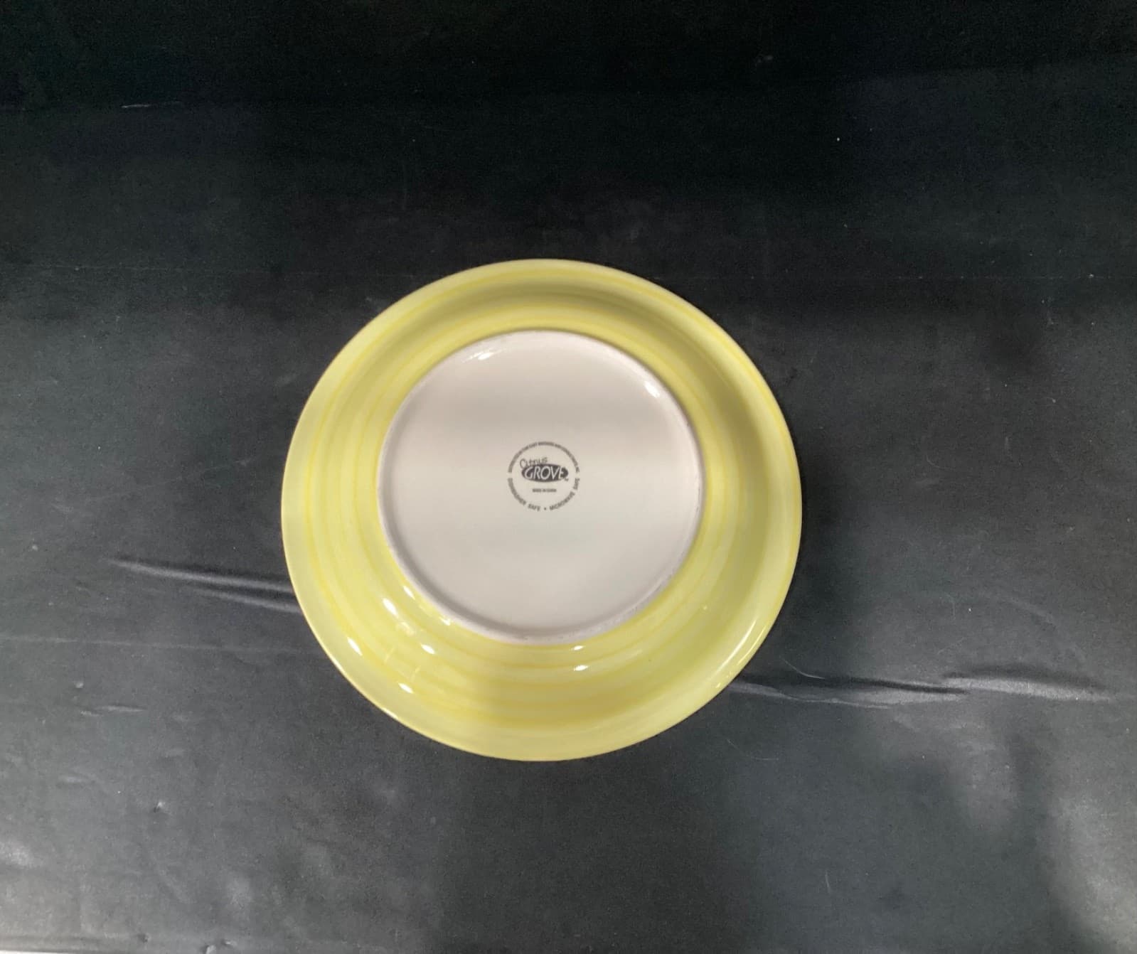 Set of 2 Citrus Grove Brush Stroke Swirl YELLOW Dinner Plates 10 7/8" - Thumbnail 3
