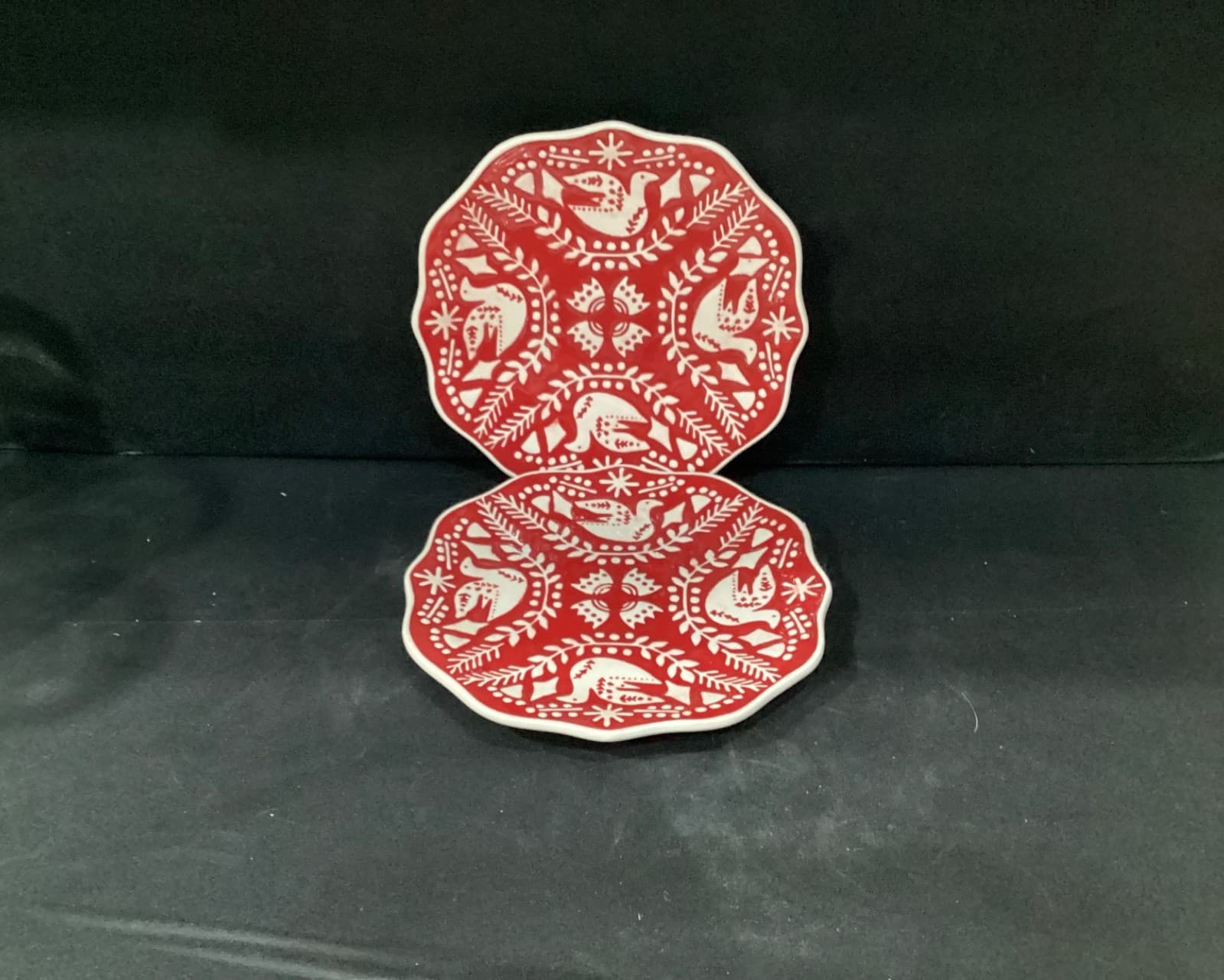 Pier One Christmas Dove Salad Plates 8 In Set of 2