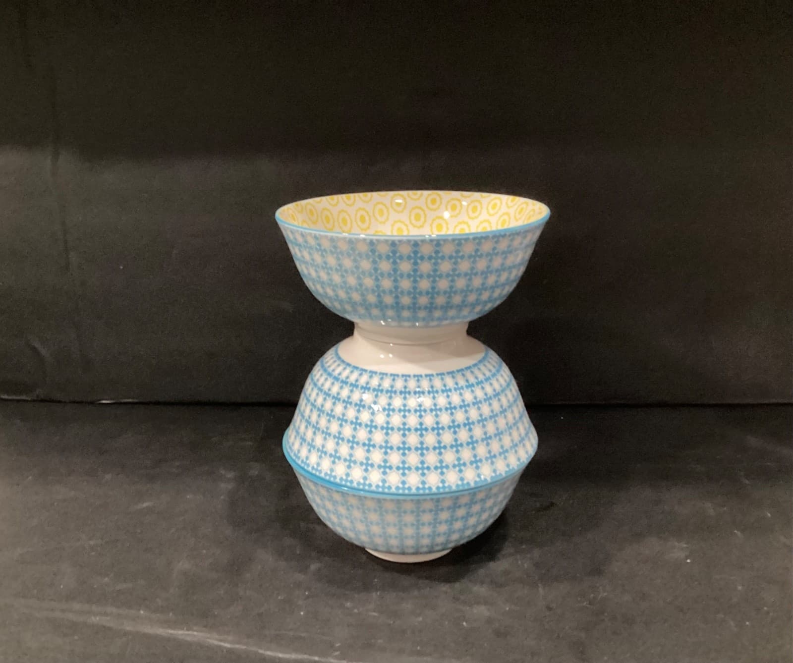 Dover & York Cereal Soup Bowl Geometric Yellow Blue Set of 3 - Thumbnail 10