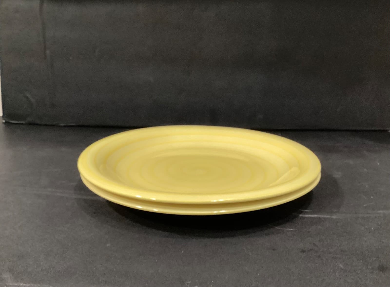Set of 2 Citrus Grove Brush Stroke Swirl YELLOW Dinner Plates 10 7/8" - Thumbnail 7