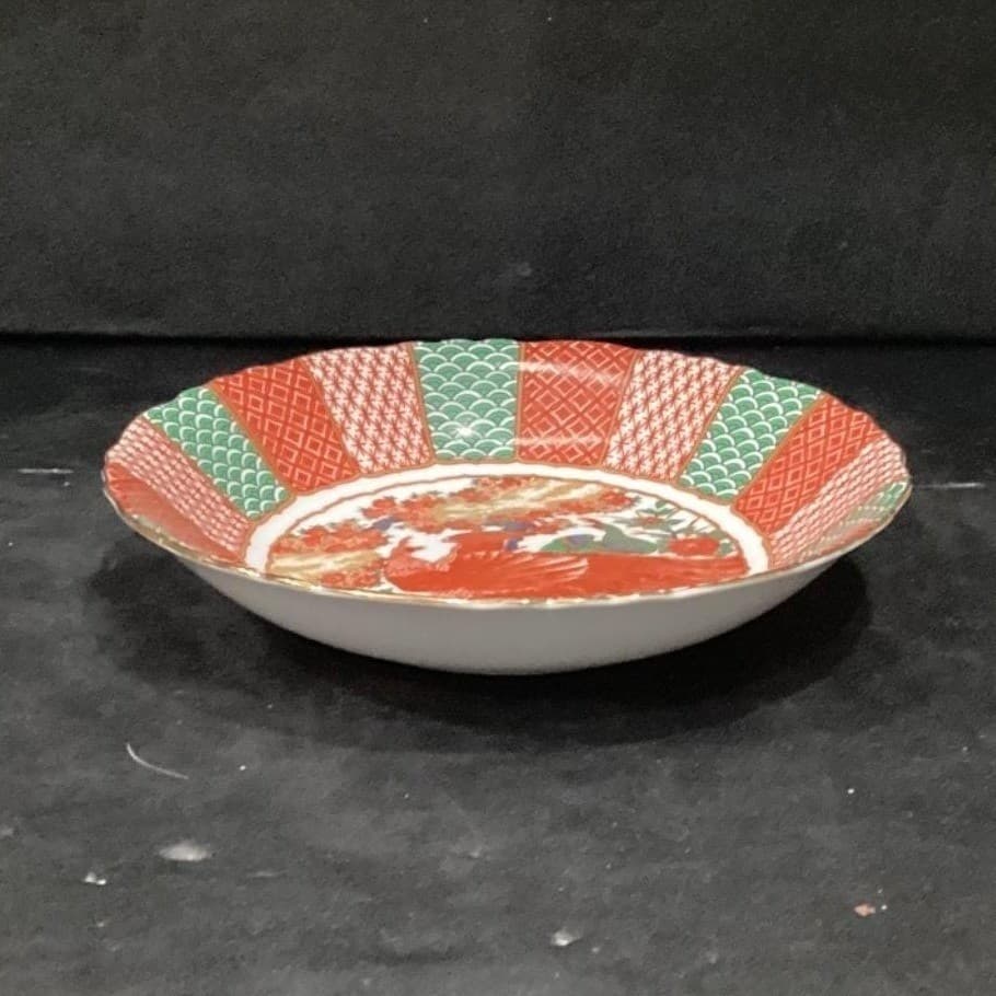 Arita Imari Peacock Coupe Bowls, Set of 2, Vintage Asian Themed Dinnerware - Thumbnail 4