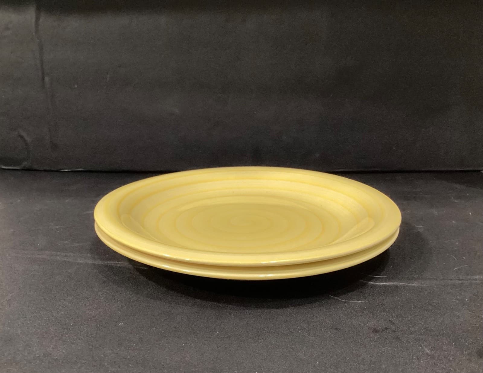 Set of 2 Citrus Grove Brush Stroke Swirl YELLOW Dinner Plates 10 7/8" - Thumbnail 6