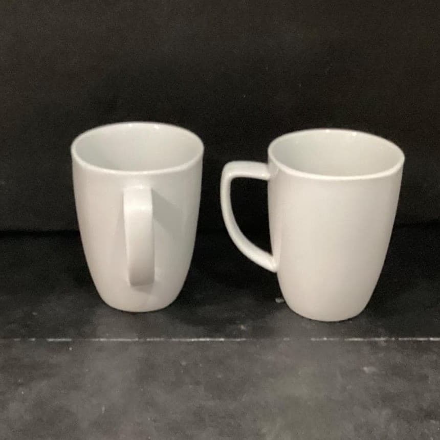 Old Time Pottery White Coffee Cups, Set of 2, 14oz Minimalist Mugs, Drinkware - Thumbnail 5