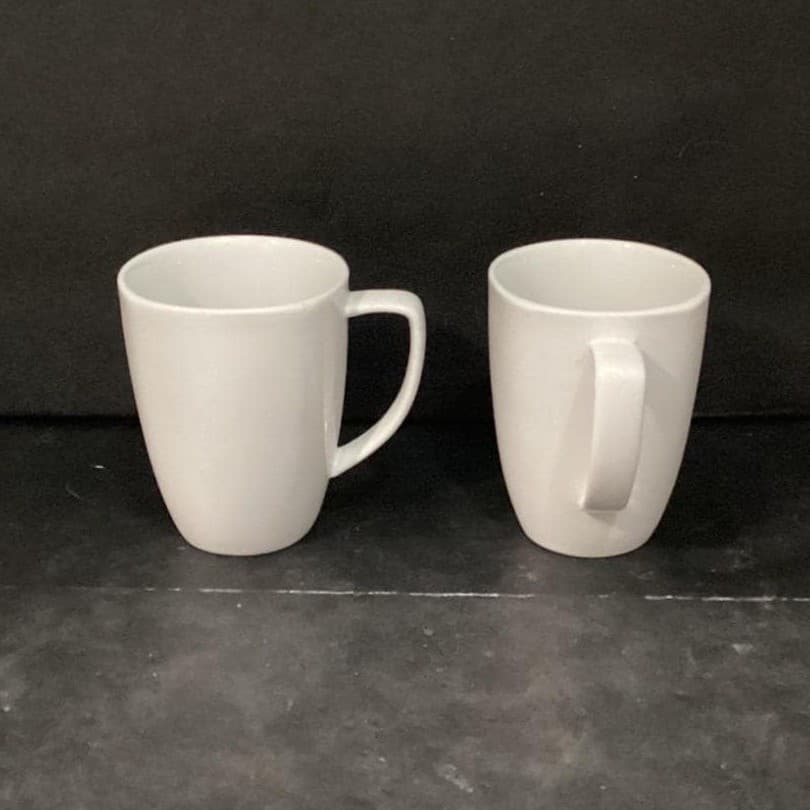 Old Time Pottery White Coffee Cups, Set of 2, 14oz Minimalist Mugs, Drinkware - Thumbnail 2