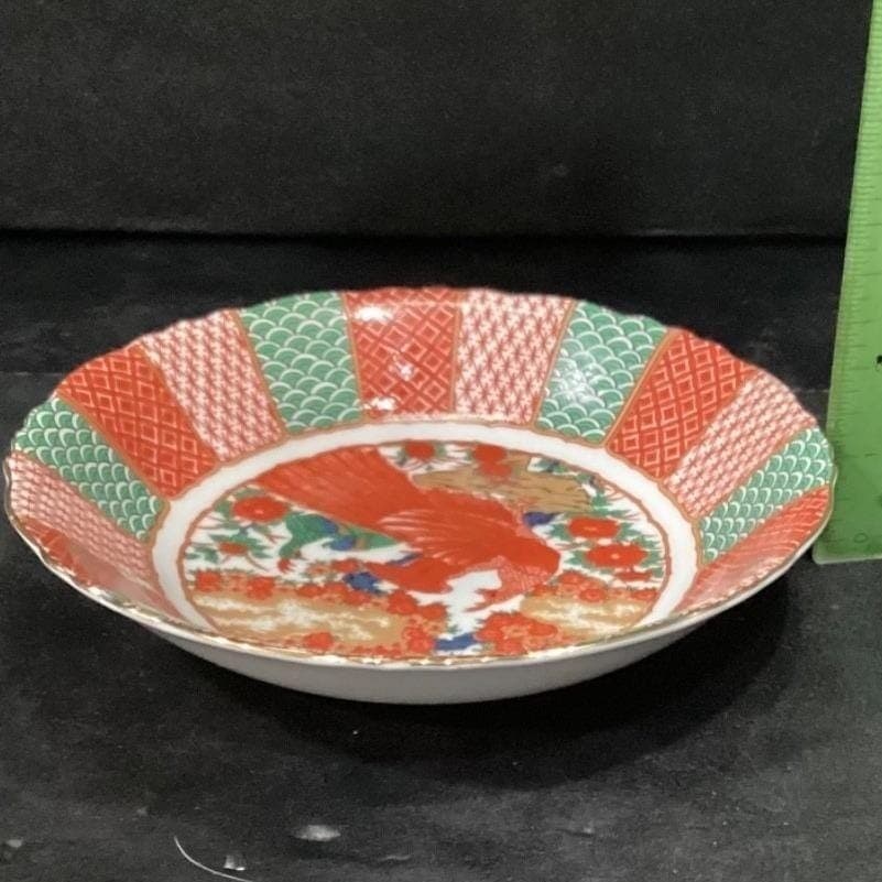 Arita Imari Peacock Coupe Bowls, Set of 2, Vintage Asian Themed Dinnerware - Thumbnail 11