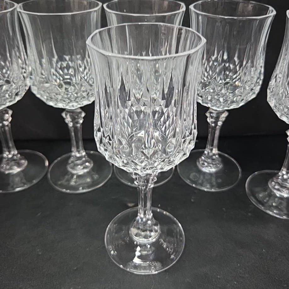 Cristal d'Arques Durand Longchamp Wine Glasses, Set of 6, Vintage Stemware - Thumbnail 6