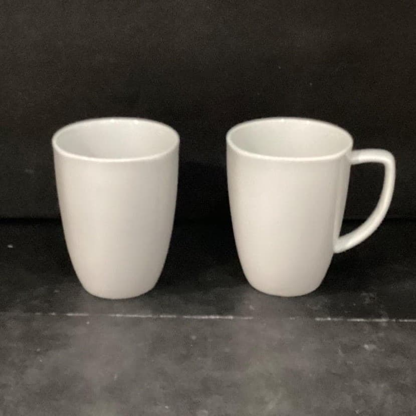 Old Time Pottery White Coffee Cups, Set of 2, 14oz Minimalist Mugs, Drinkware - Thumbnail 3