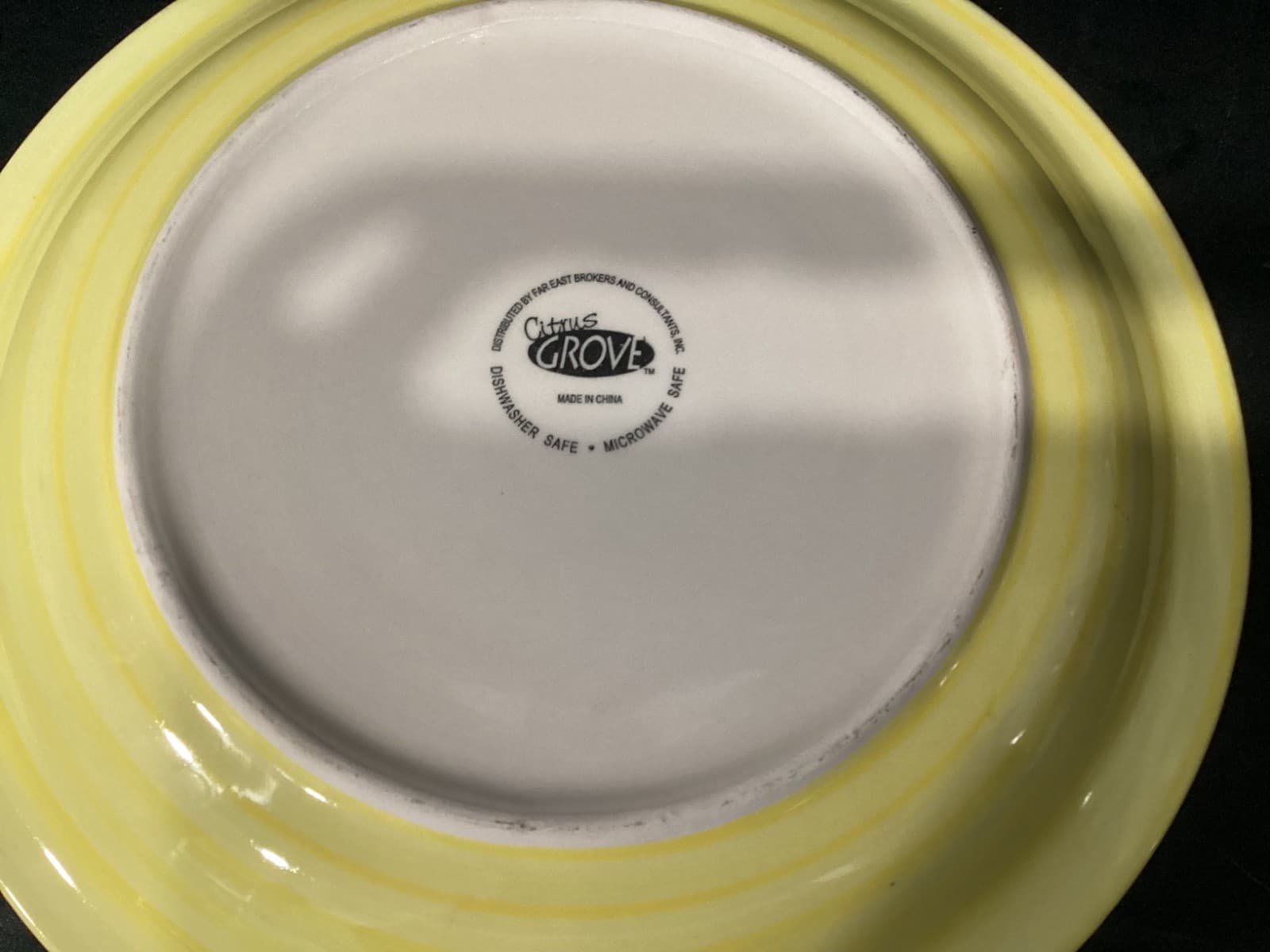 Set of 2 Citrus Grove Brush Stroke Swirl YELLOW Dinner Plates 10 7/8" - Thumbnail 4