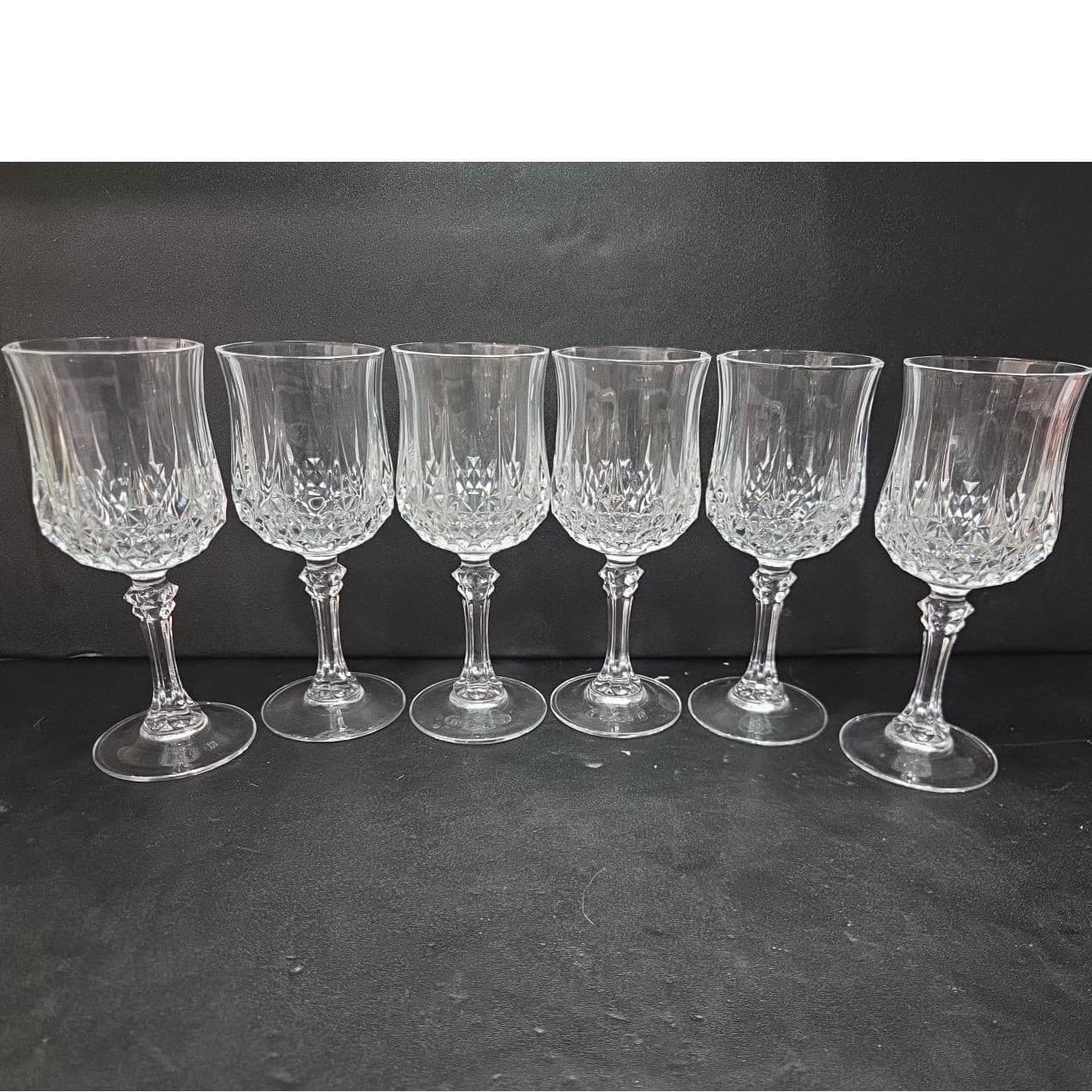 Cristal d'Arques Durand Longchamp Wine Glasses, Set of 6, Vintage Stemware - Thumbnail 5