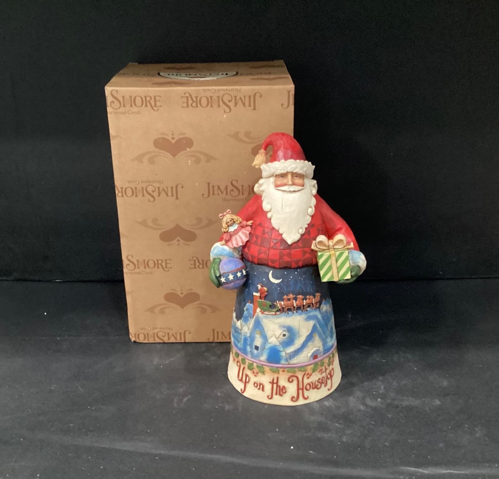 Jim Shore Heartwood Creek Santa Up On The Housetop Roof 2008 Christmas 411076 JS
