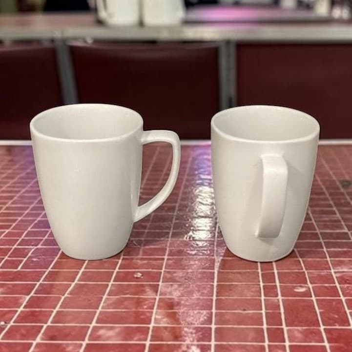 Old Time Pottery White Coffee Cups, Set of 2, 14oz Minimalist Mugs, Drinkware