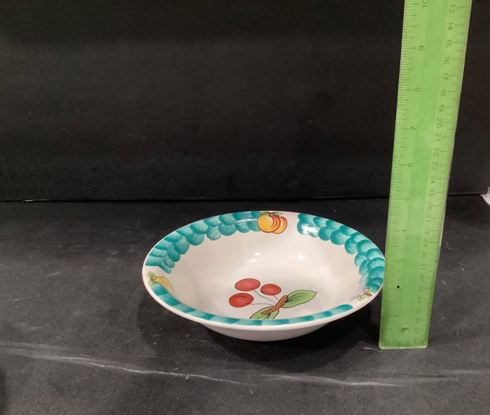 4 Tabletops Unlimited Soup/Cereal Bowls "Italian Fruit" Hand Painted Cherries - Thumbnail 5