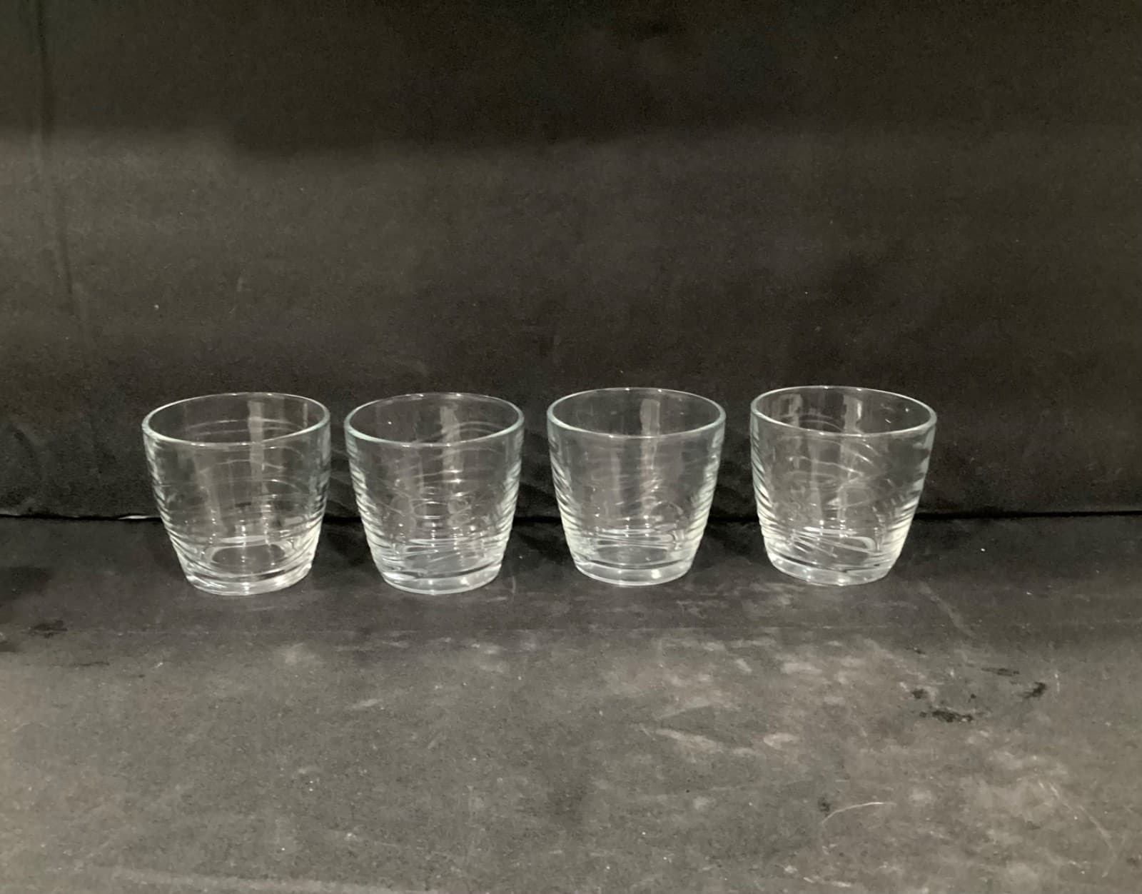 Set of 4 Libbey Orbita Wave 10 Oz Glass Tumblers 3.25”