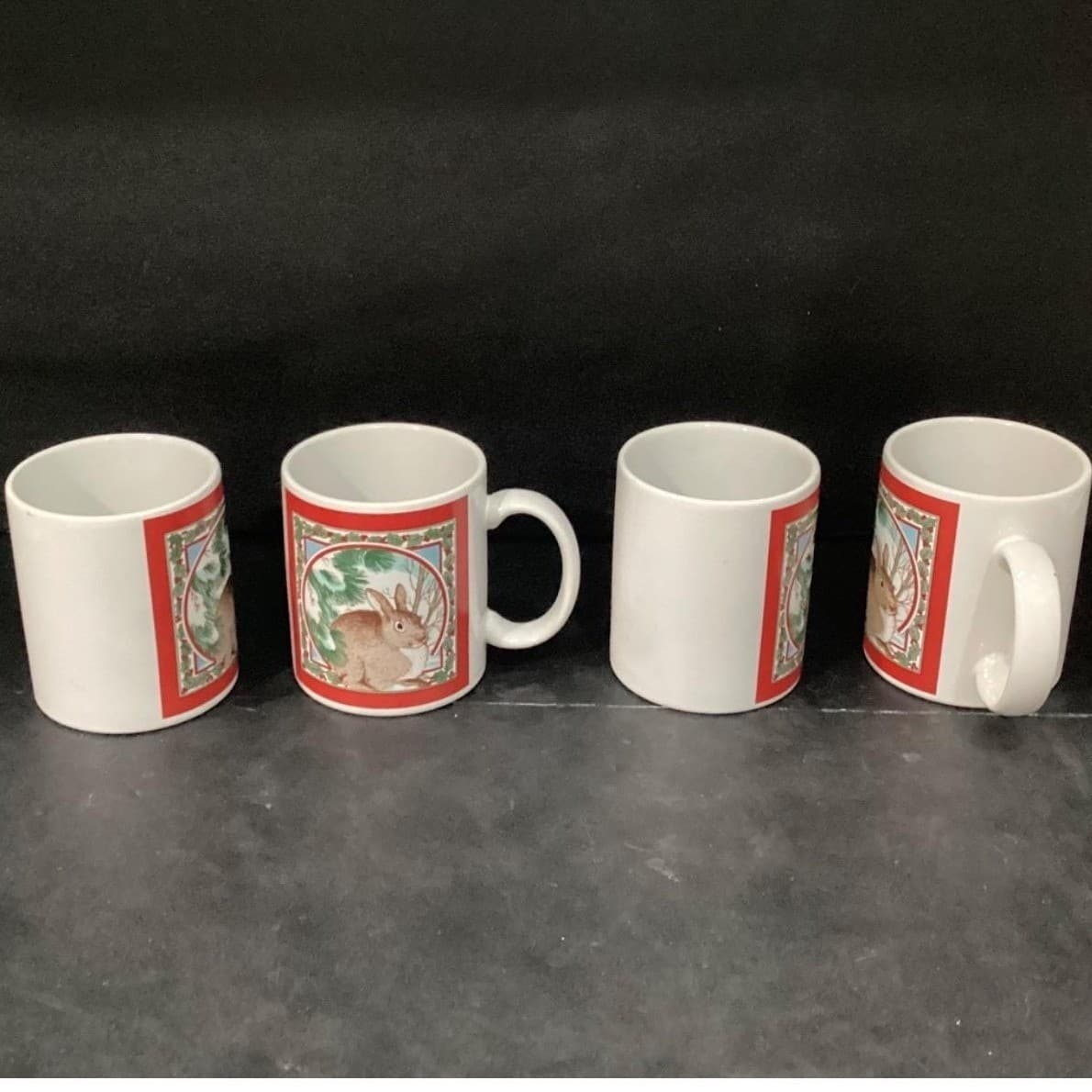 National Wildlife Federation Coffee Cups, Set of 4, Vintage Rabbit Design Mugs - Thumbnail 3