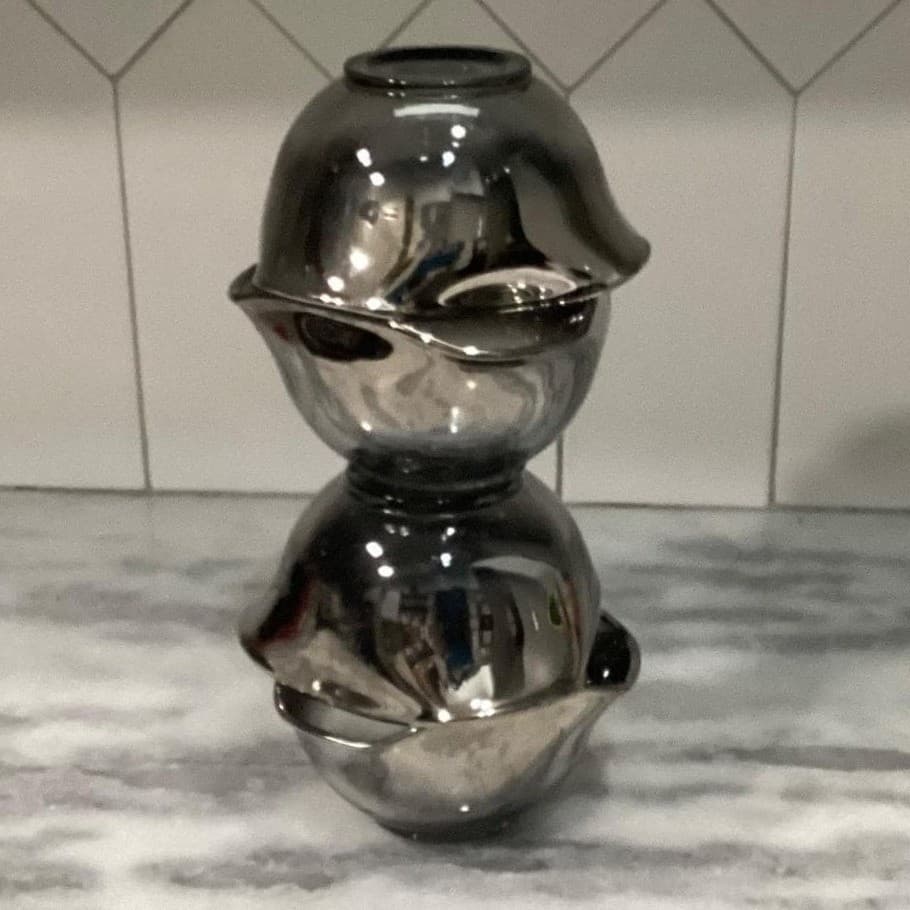 Vitreon Queens Lusterware Silver Ombre Triangle Bowls, Set of 4, Vtg Dinnerware - Thumbnail 8
