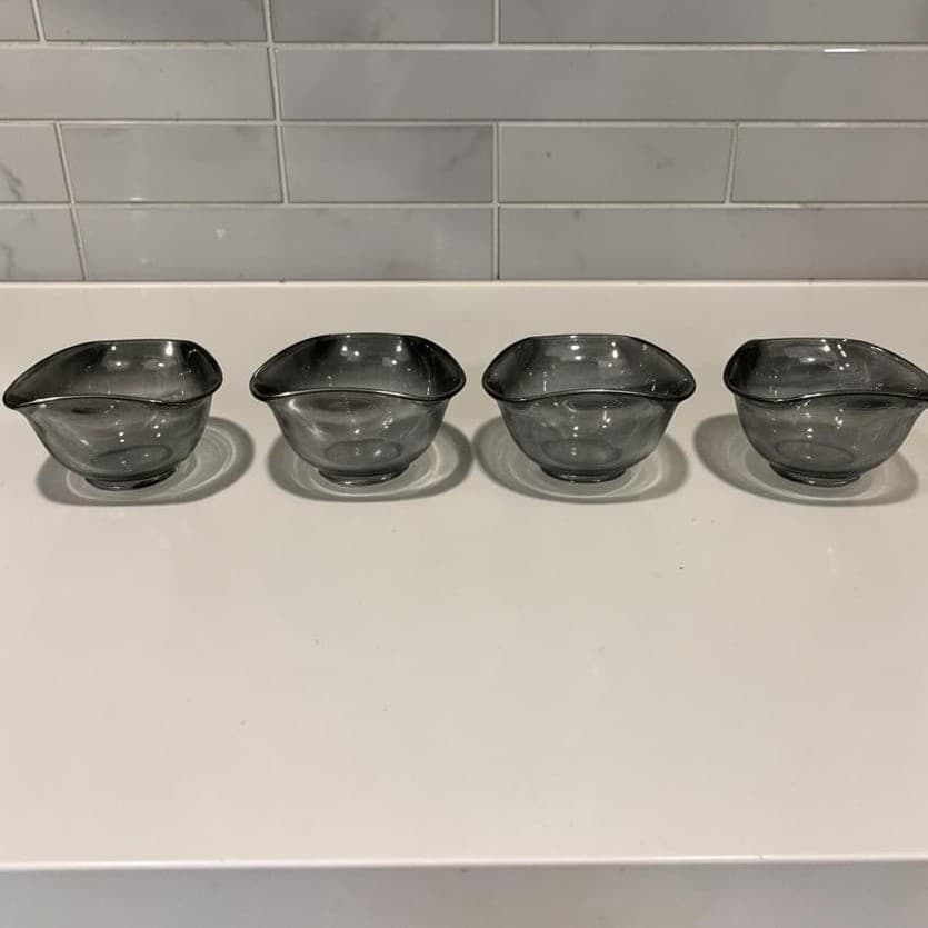 Vitreon Queens Lusterware Silver Ombre Triangle Bowls, Set of 4, Vtg Dinnerware