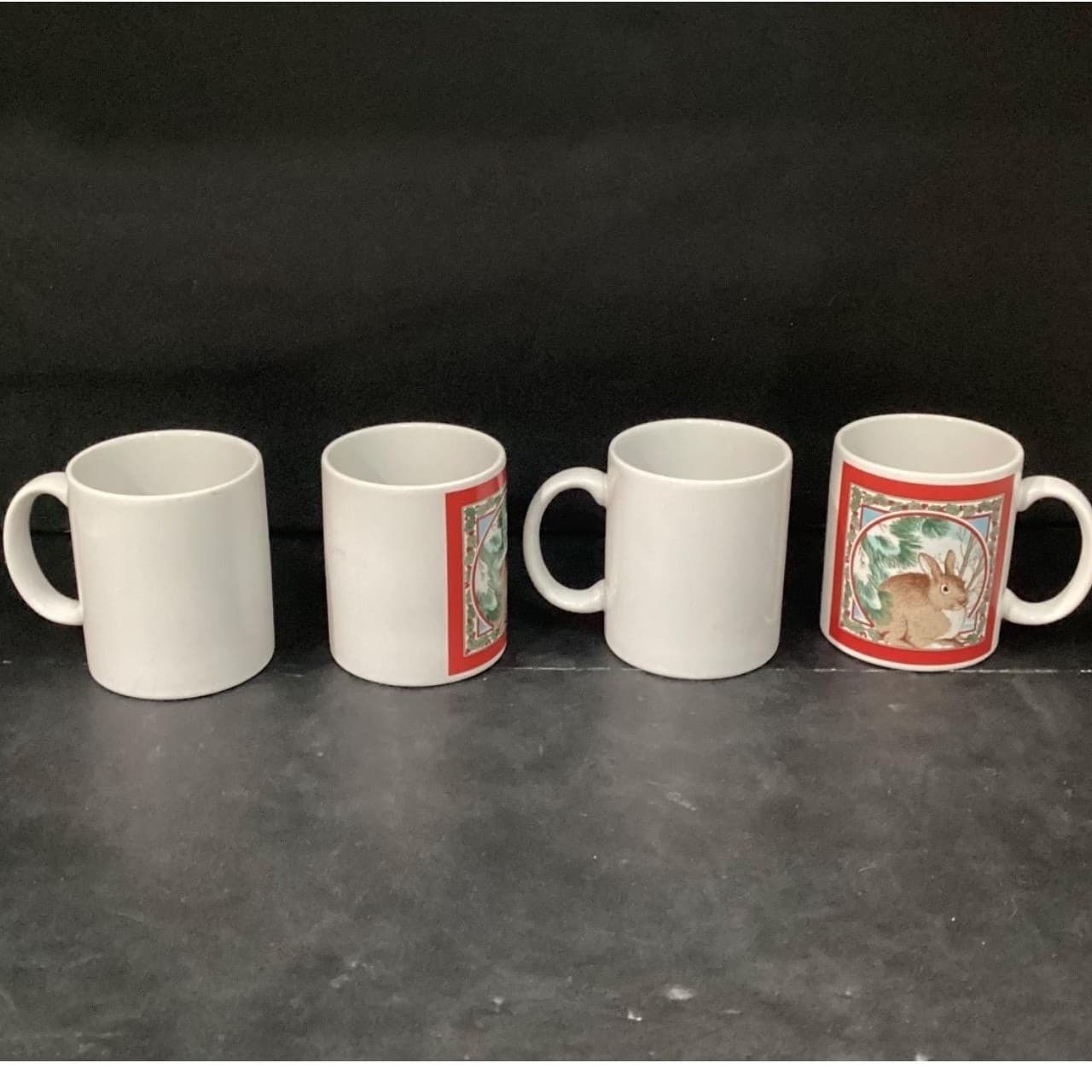 National Wildlife Federation Coffee Cups, Set of 4, Vintage Rabbit Design Mugs - Thumbnail 4