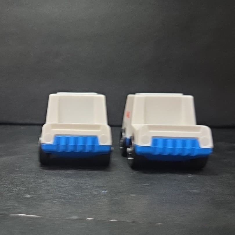 Fisher Price Little People Mail Trucks, Set of 2, Vintage White Blue Plastic Toy - Thumbnail 5