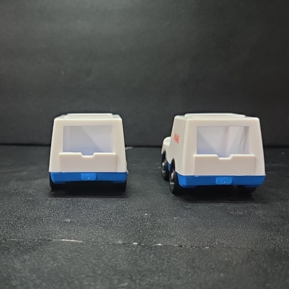 Fisher Price Little People Mail Trucks, Set of 2, Vintage White Blue Plastic Toy - Thumbnail 3