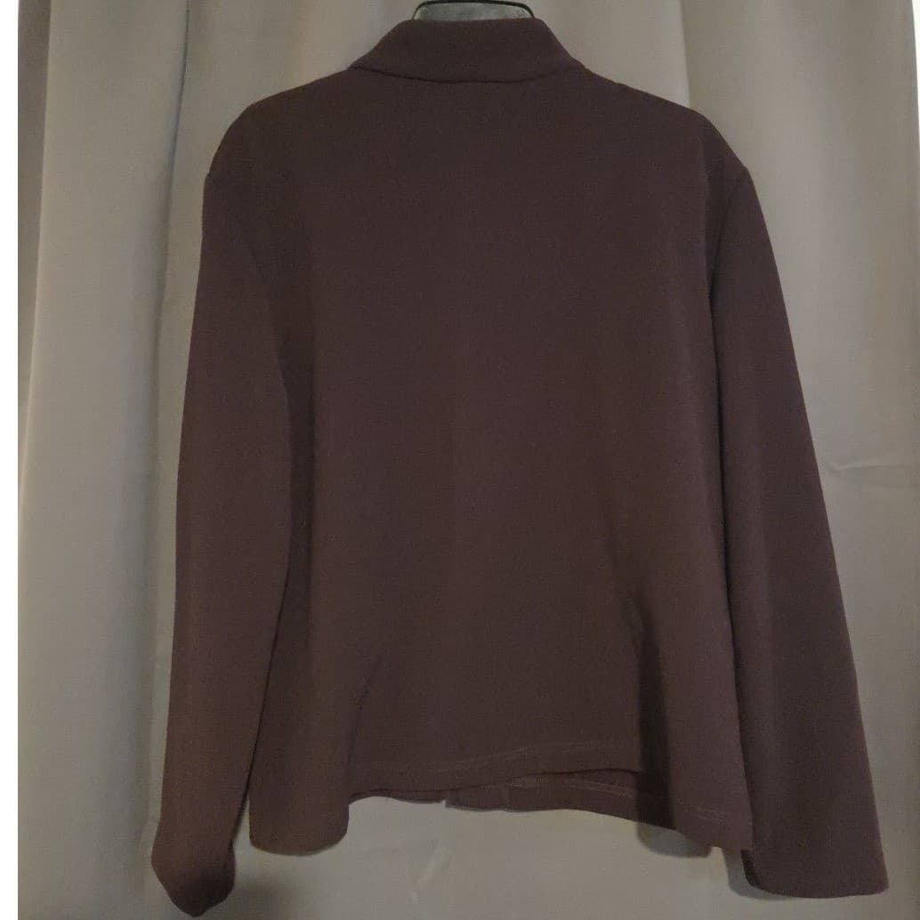 Briggs Brown Ribbed Zip Up Mock Neck Jacket, Women's Large, Made in USA Vintage - Thumbnail 4