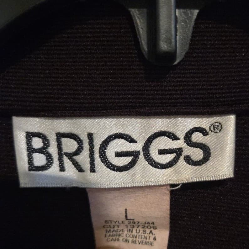 Briggs Brown Ribbed Zip Up Mock Neck Jacket, Women's Large, Made in USA Vintage - Thumbnail 5