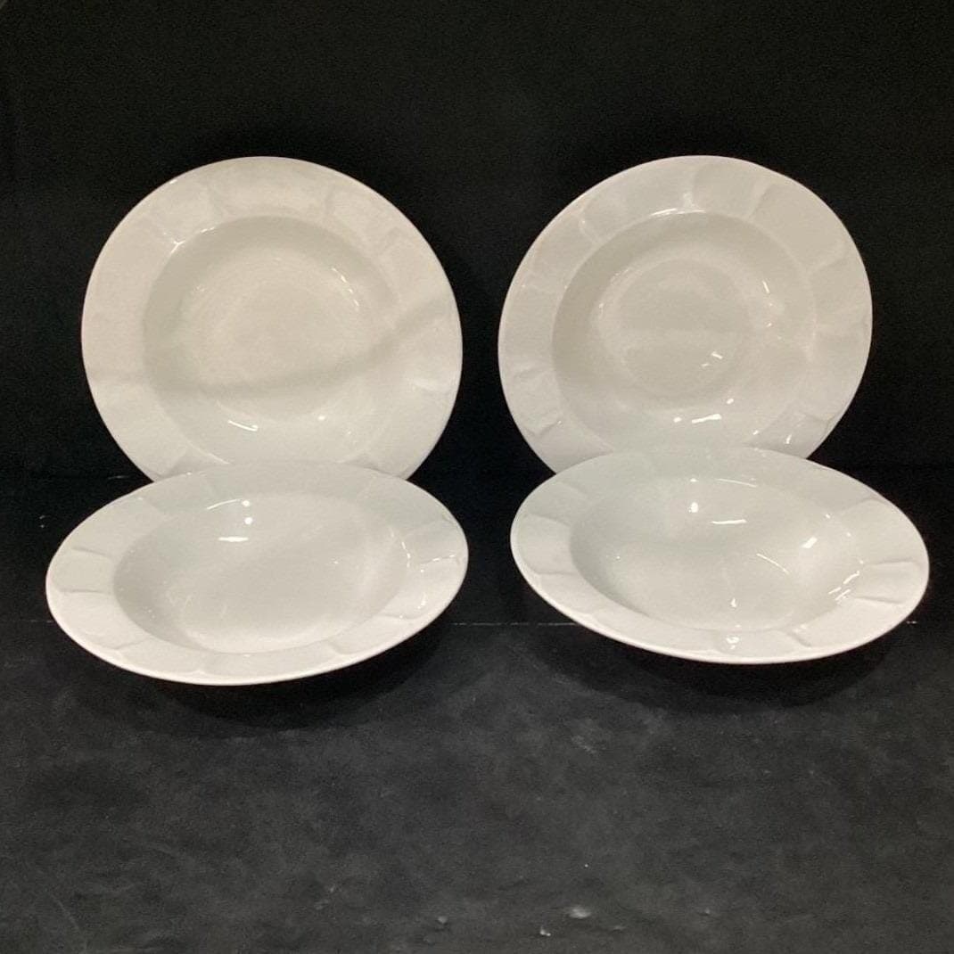 Pfaltzgraff White Scalloped Pasta Bowls, Set of 4, Vtg Henry Ford Museum Design - Thumbnail 2