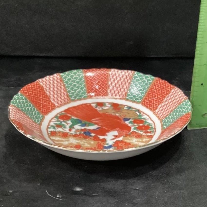 Arita Imari Peacock Coupe Bowls, Set of 4, Vintage Asian Themed Dinnerware - Thumbnail 7