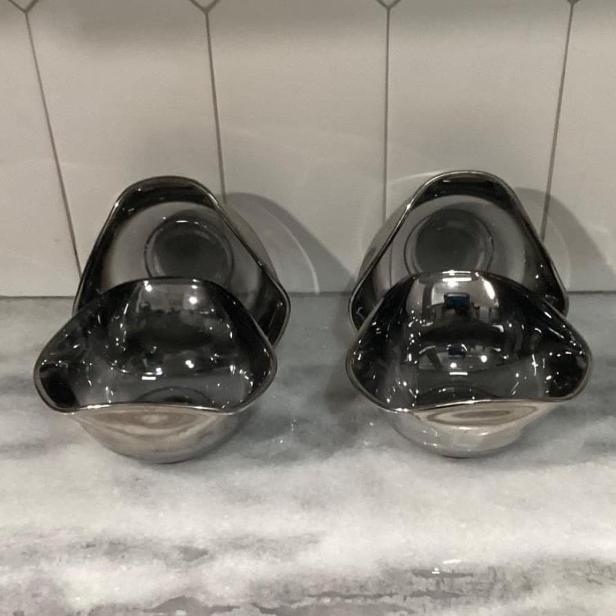 Vitreon Queens Lusterware Silver Ombre Triangle Bowls, Set of 4, Vtg Dinnerware - Thumbnail 2
