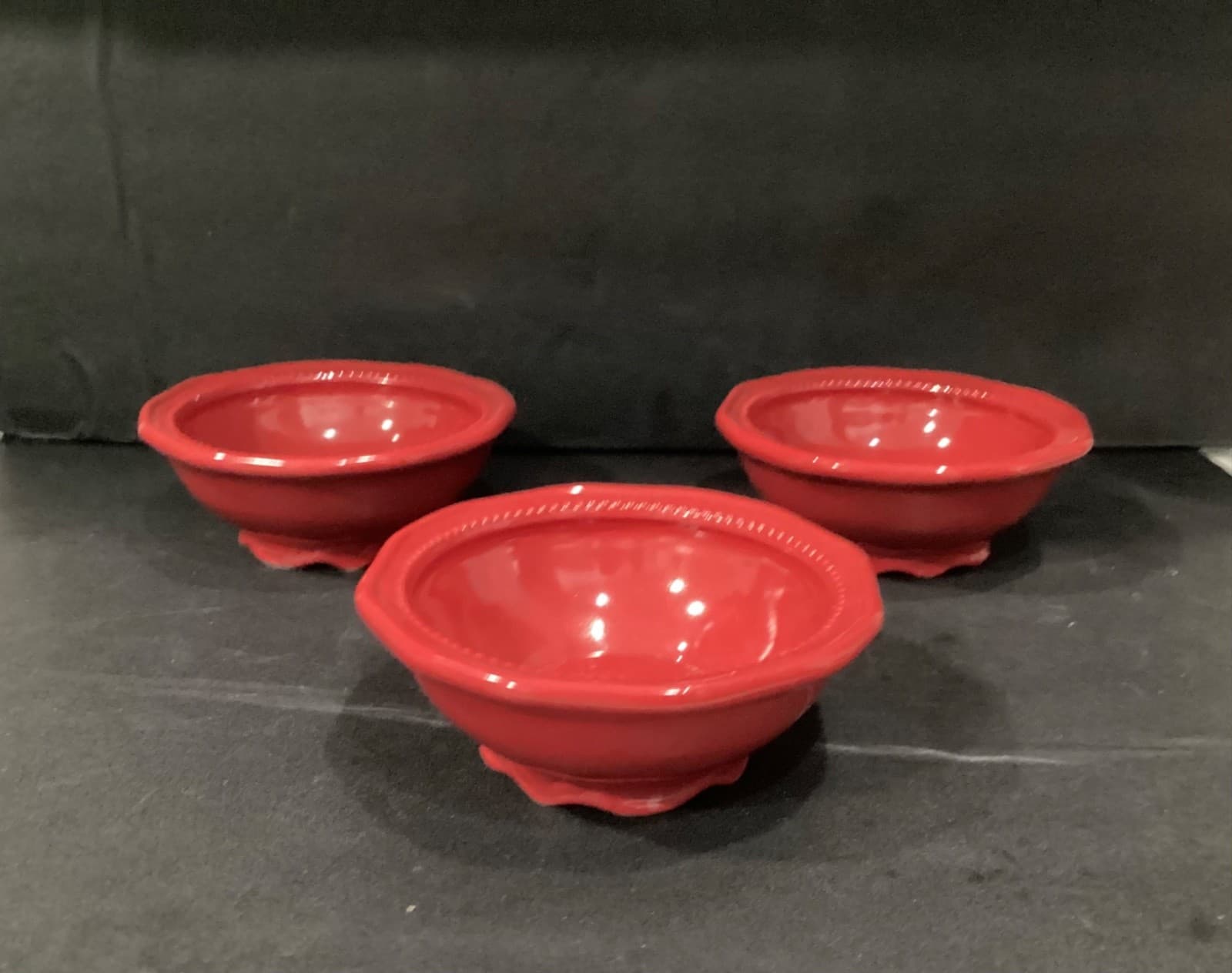 Lot Of 3 Princess House Pavilion Red Berry Cereal Soup Bowls 6.5” - Thumbnail 2