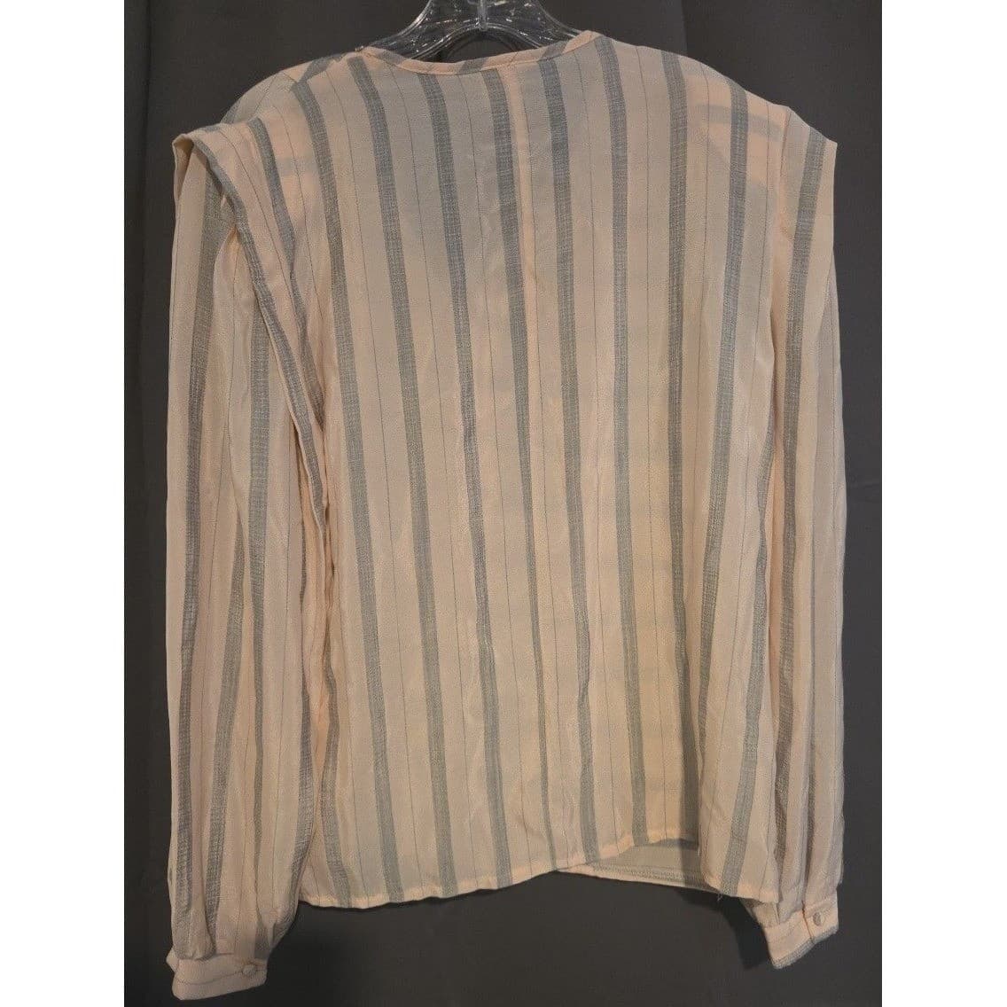 Sophisticates Jonathan Martin Striped V-Neck Pleated Blouse Peach Grey Women's M - Thumbnail 4