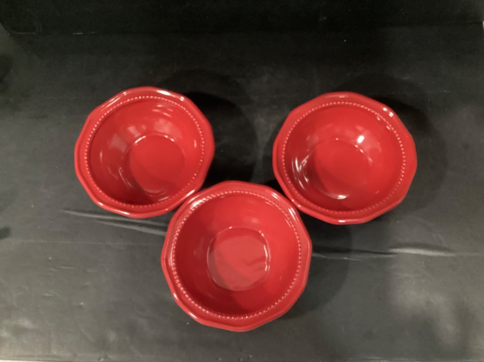 Lot Of 3 Princess House Pavilion Red Berry Cereal Soup Bowls 6.5” - Thumbnail 3