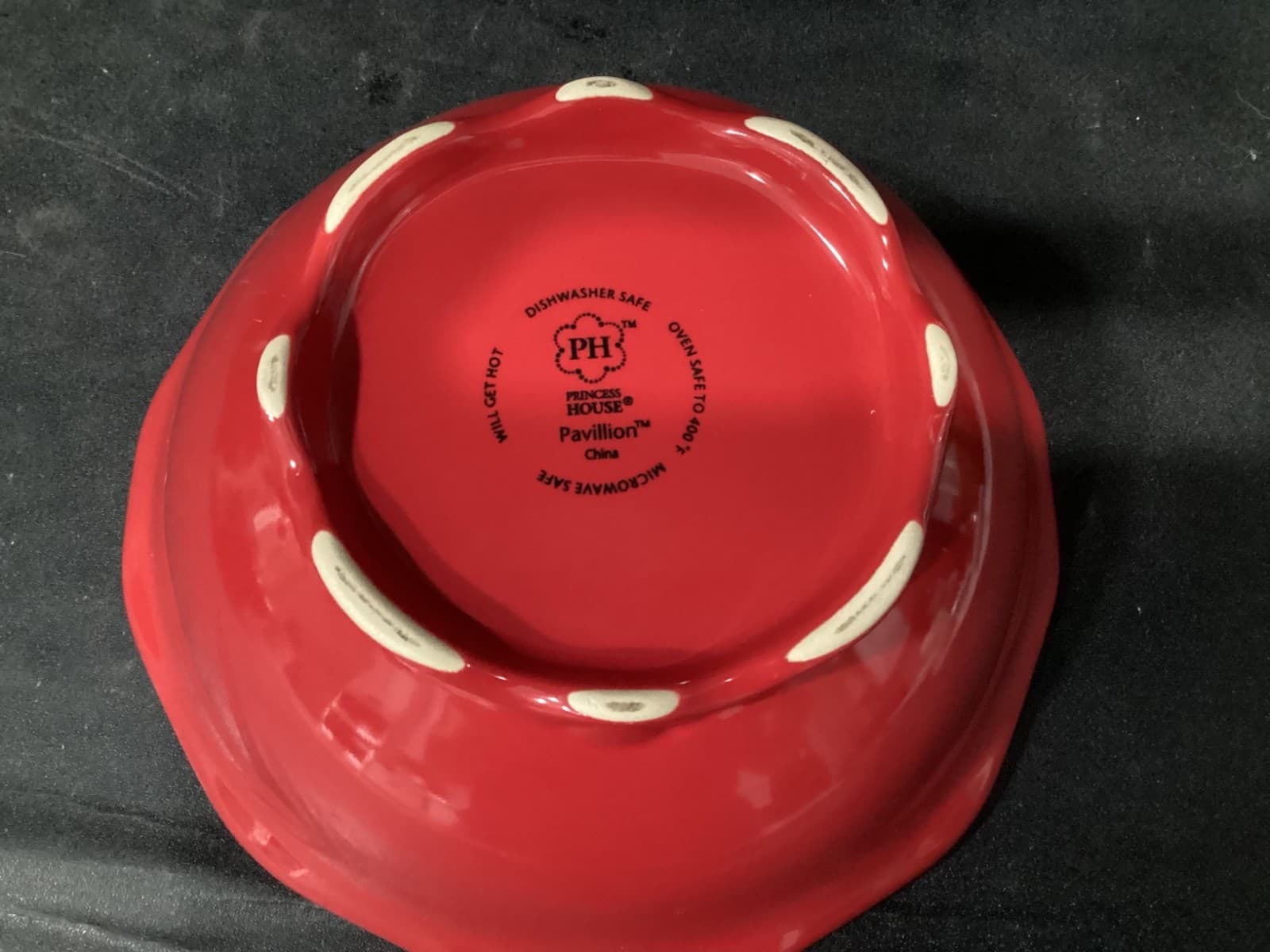 Lot Of 3 Princess House Pavilion Red Berry Cereal Soup Bowls 6.5” - Thumbnail 5