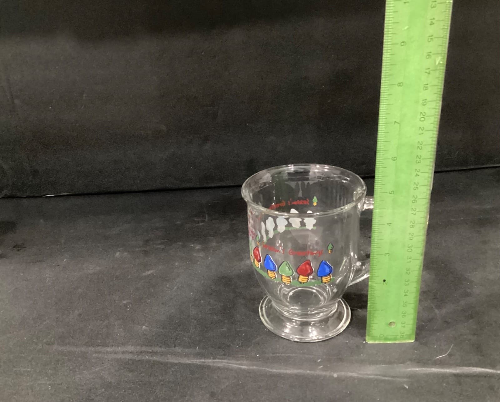2 Anchor Hocking Clear Coffee Cups Mugs Seasons Greetings Happy Holidays 4.75” - Thumbnail 5