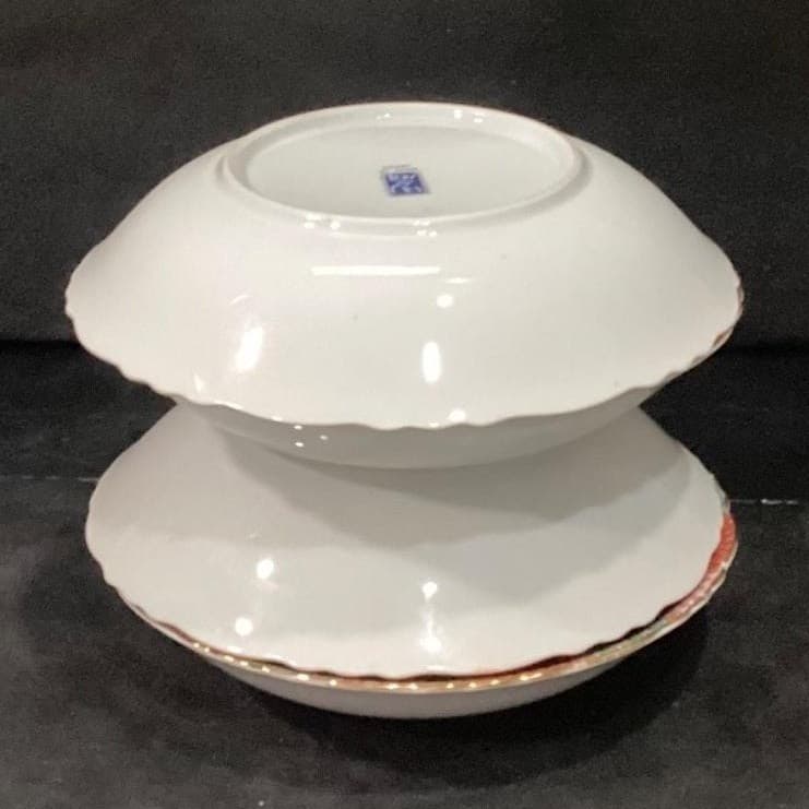 Arita Imari Peacock Coupe Bowls, Set of 4, Vintage Asian Themed Dinnerware - Thumbnail 12