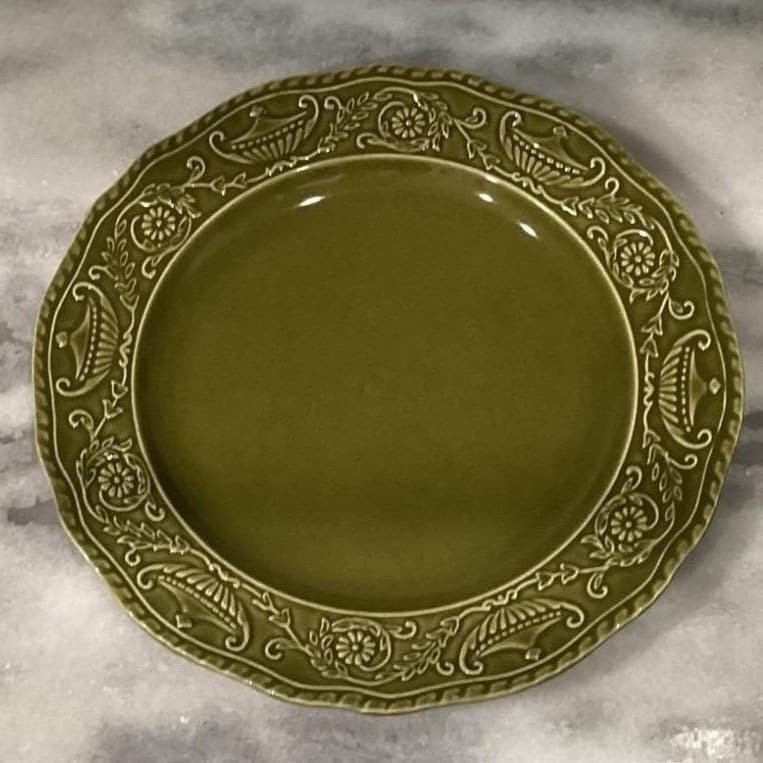 Canonsburg Regency Green Ironstone Dinner Plates, Set of 4, Vintage USA Pottery - Thumbnail 4