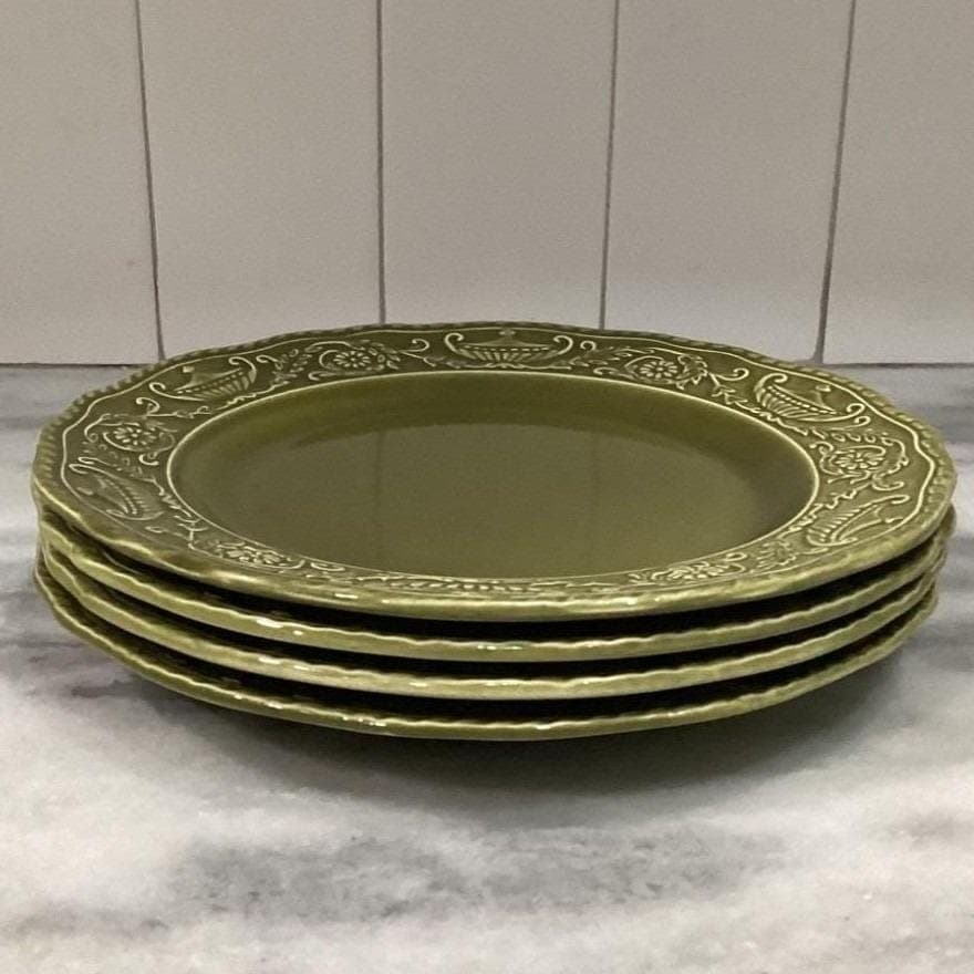 Canonsburg Regency Green Ironstone Dinner Plates, Set of 4, Vintage USA Pottery - Thumbnail 8