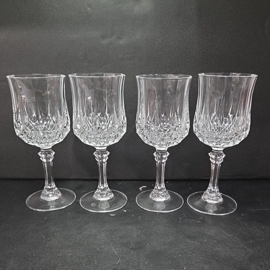 Cristal d'Arques Durand Longchamp Wine Glasses, Set of 4, Vtg Crystal Stemware - Thumbnail 9