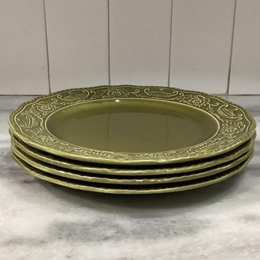 Canonsburg Regency Green Ironstone Dinner Plates, Set of 4, Vintage USA Pottery - Thumbnail 7