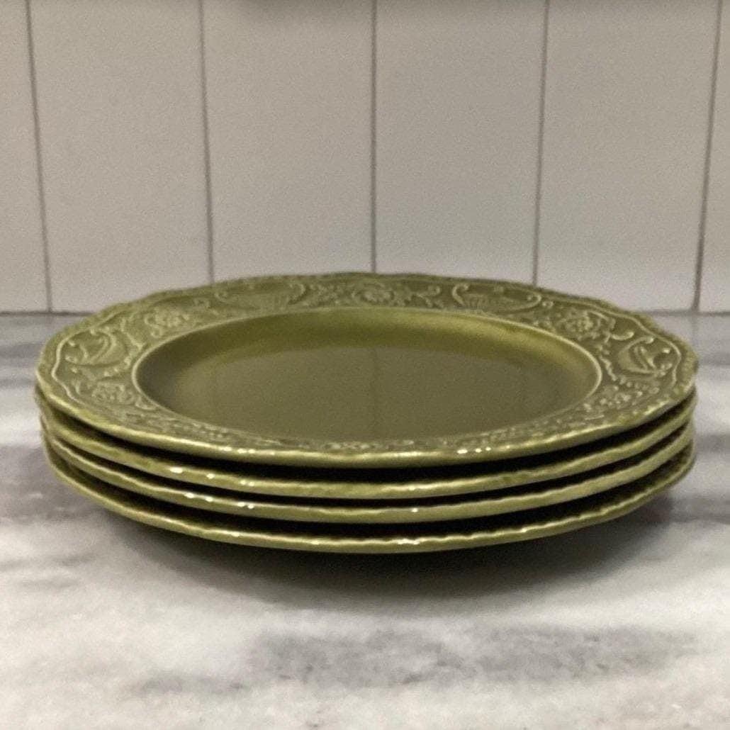 Canonsburg Regency Green Ironstone Dinner Plates, Set of 4, Vintage USA Pottery - Thumbnail 6