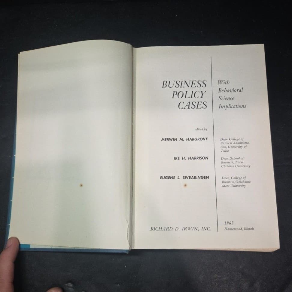 Business Policy Cases With Behavioral Science Implications, Hardcover 1963 - Thumbnail 5