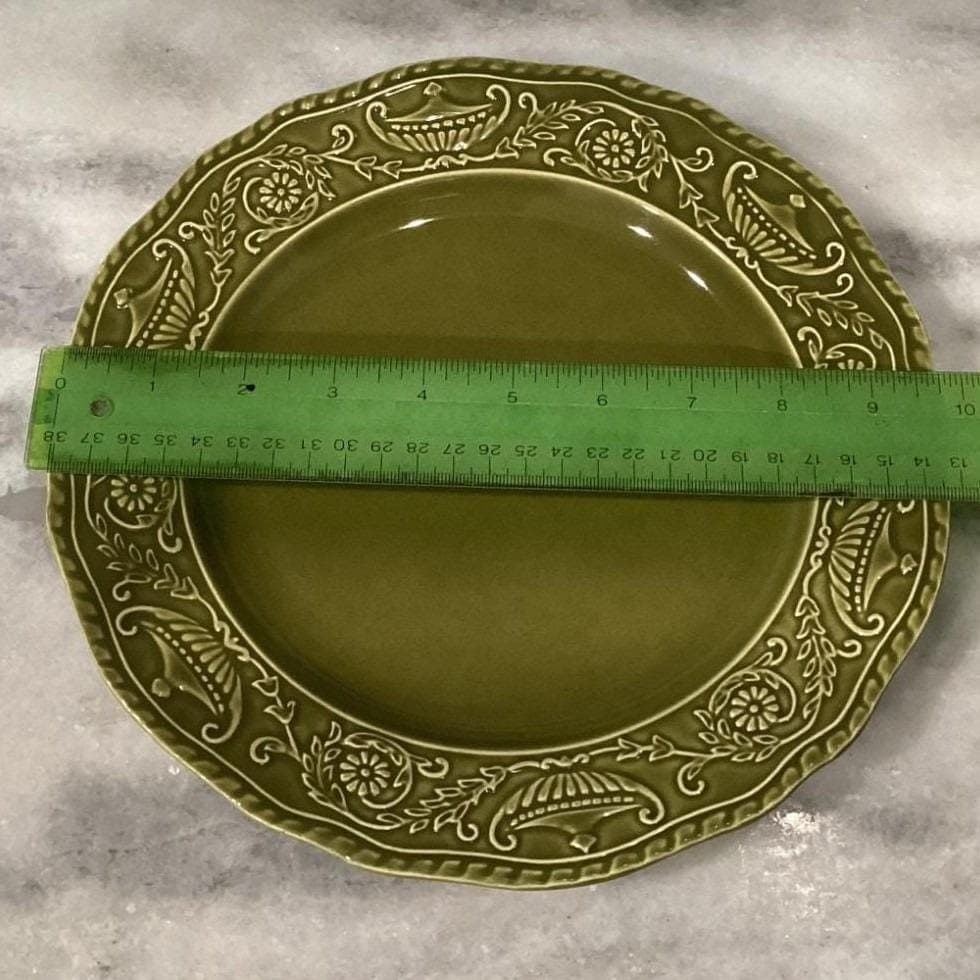 Canonsburg Regency Green Ironstone Dinner Plates, Set of 4, Vintage USA Pottery - Thumbnail 2