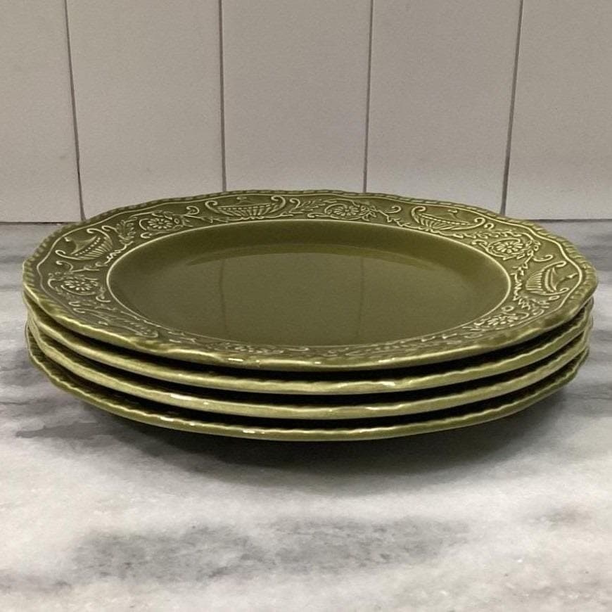 Canonsburg Regency Green Ironstone Dinner Plates, Set of 4, Vintage USA Pottery - Thumbnail 9
