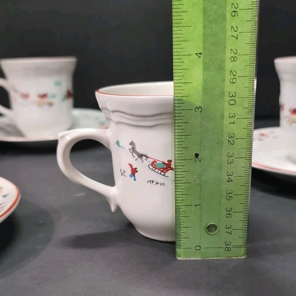 Farberware Babanovsky White Christmas Tea Cup & Saucers, 16 Piece Vintage Set - Thumbnail 11