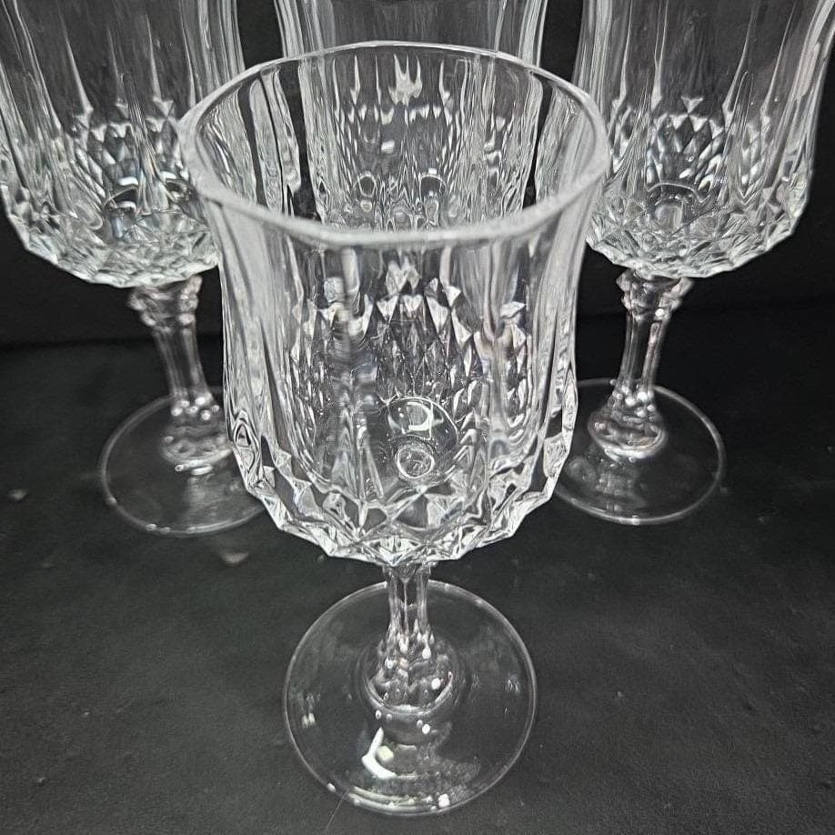 Cristal d'Arques Durand Longchamp Wine Glasses, Set of 4, Vtg Crystal Stemware - Thumbnail 4