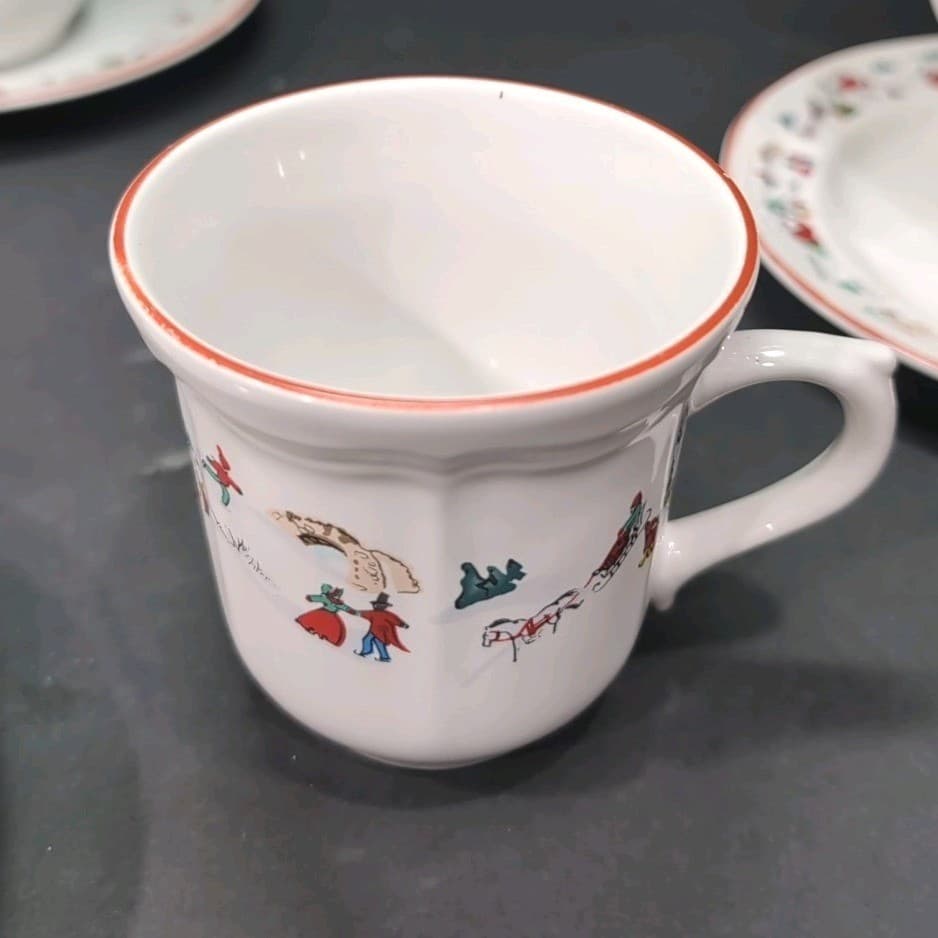 Farberware Babanovsky White Christmas Tea Cup & Saucers, 16 Piece Vintage Set - Thumbnail 7