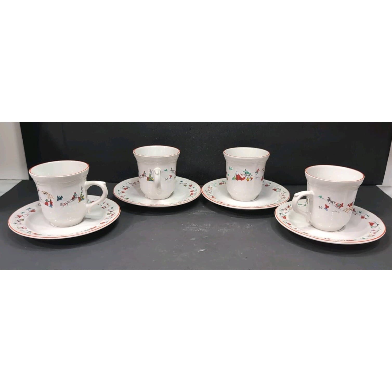 Farberware Babanovsky White Christmas Tea Cup & Saucers, 16 Piece Vintage Set - Thumbnail 5