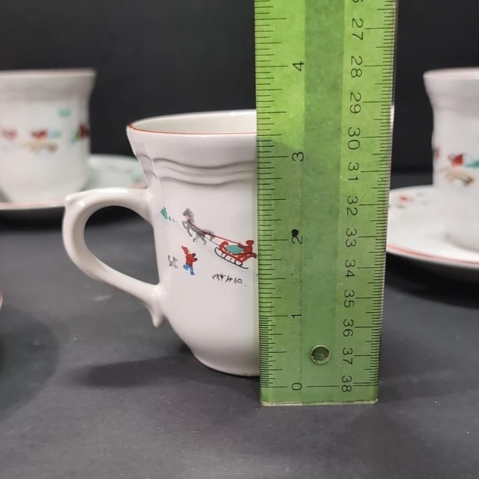 Farberware Babanovsky White Christmas Tea Cup & Saucers, 8 Piece Vintage Set - Thumbnail 10