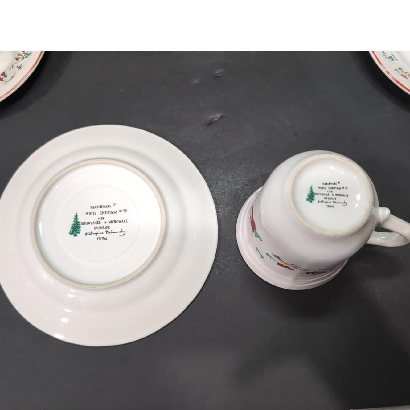 Farberware Babanovsky White Christmas Tea Cup & Saucers, 8 Piece Vintage Set - Thumbnail 8