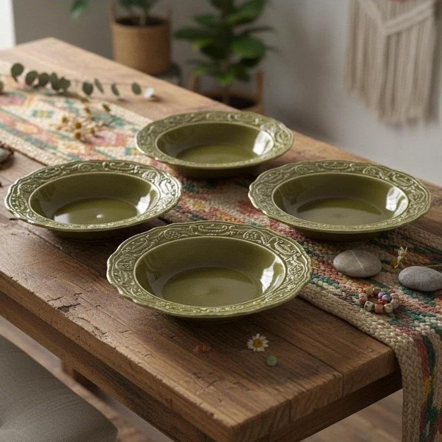 Canonsburg Regency Ironstone Cereal Bowls, Set of 4, Vintage Pottery Dinnerware